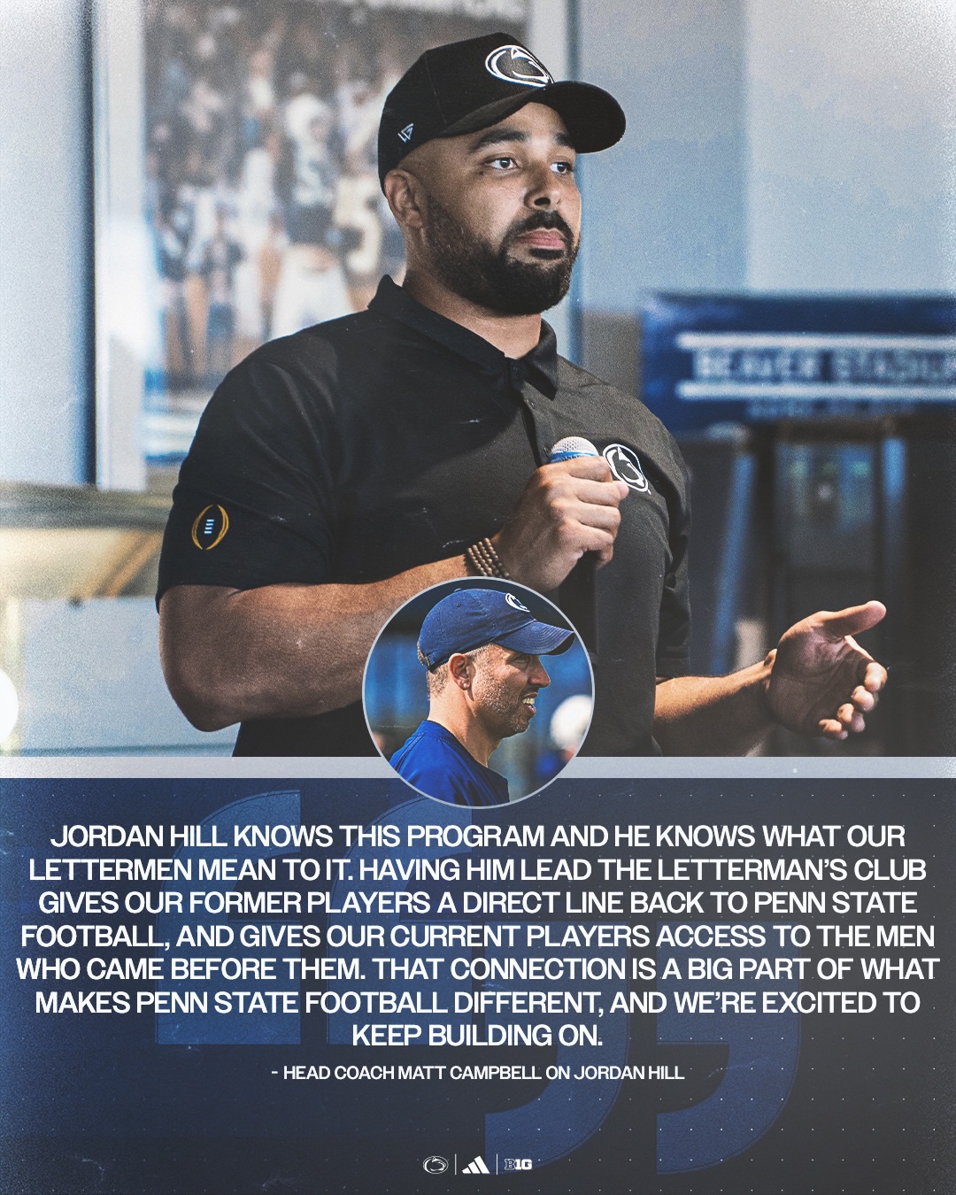 Jordan Hill speaking at a Penn State Football event